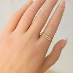 14K Gold Plated Cubic Zirconia Open Twist Adjustable Ring